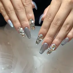 【HAND】長さだし10本➕キラキラ☆マグネット × ストーン埋め尽くし
