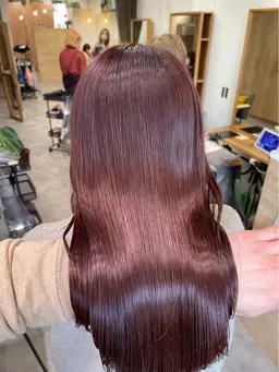 【艶感たっぷり♡】ブリーチなしダブルカラー🍒赤系カラー➕簡単トリートメント