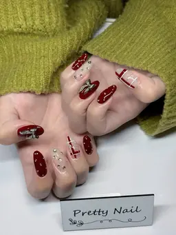 【オフ無し】ハンドネイル 🎀 10本チップ長さ出し🩵【ジェル長さ出し➕500円】🩵➕持ち込みデザインつけ放題コース