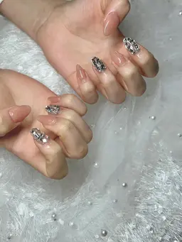 チップ+ジェル長さだし持ち込みシンプルデザイン