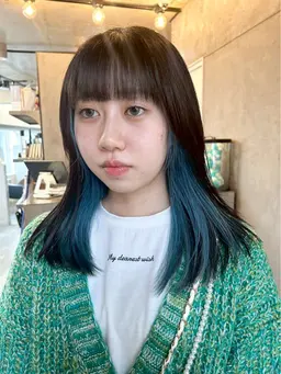 【推しカラー/インナーカラー/デザインカラー】ケアブリーチ(１回)+カラー+髪質改善トリートメント🫧🌟