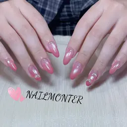 ❤️‍🔥🎀HAND🎀シンプルネイル⭐️ストーン&ホロ&シール⭐️ 🥰当日口コミ限定🌸