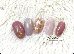 【斜光:オフ別途追加】ラベンダーモヘア入りジェル、ラメジェル、光型ホログラム、のとても可愛らしい組み合わせ♡配置変更可能