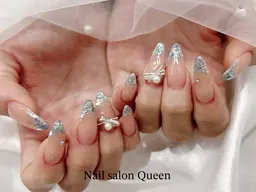 【ハンド/初回オフ無料】ガラスフレンチ🍒400円までのパーツ2個プレゼント