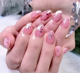 ハンドネイル[研修モデル]Handネイルア一トの定番マグネット×ラメフレンチ¥7800→4980