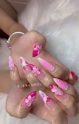（チップ10本長さだし+しっかりアート）持ち込みアートやトレンドアートOK