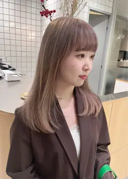 カット+ダブルカラー【ケアブリーチ/暖色カラー/ミルクティー/ベージュ】