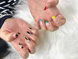 《ネイルとセットコース》オフ無料フルアート&耳ツボジュエリー💎(両耳10粒)マッサージ付