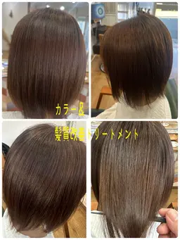 リタッチグレーカラー➕毛髪改善トリートメント ✨根元染め+髪質改善で上品ツヤ髪に✨施術時間約120分!
