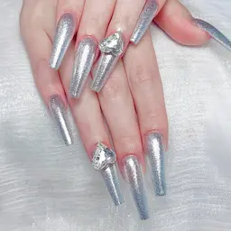 🩵🫧【チップ長さだし】ワンカラー&ラメグラース大きいパーツ2個無料❤️‍🔥