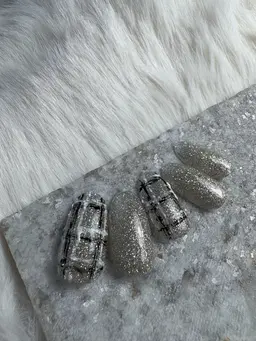 🆕フラッシュのツイードネイル♡口コミ投稿でオフ無料(ソフトジェルのみ)