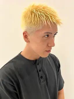 メンズショートカット+ブリーチ+カラー
