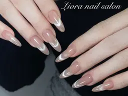 🎀★11月限定★【チップ長さだし】💕マグネットフレンチネイル+2個パーツ