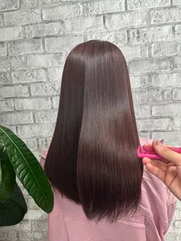 【美髪になりたい方にお届けします】🩵サラ艶ストレート髪🩵ポイント縮毛矯正+トリートメント（全体縮毛に変更可）