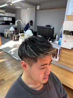 【メンズ人気‼️】メンズカット✂️+ホワイトメッシュ✨️+カラー✨️