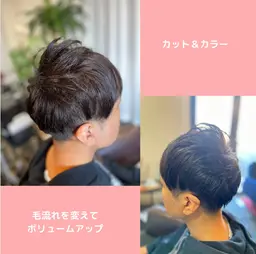 【薄毛の方限定メニュー】「スタイリッシュに変身！」ボリュームアップカット＋ポイントカラー＋眉カット