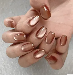 秋色シンプルベージュ系ボルドー系オレンジ系🧡ワンカラーマグネットジェルネイル✨オフィス、上司ウケのよい上品なカラー✨