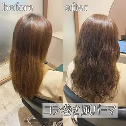 平日限定💫【10月限定クーポン】コテ巻き風パーマ(デジタルパーマ)+カット+TOKIO5step TR※ブリーチ毛不可
