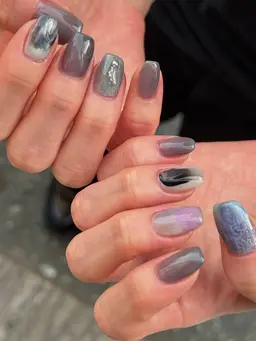 人気No.2🌟シンプルニュアンスアート🫧持ち込み可 マーブル・インク・ぷっくりなど5本程度🆗(他店オフ+1100)