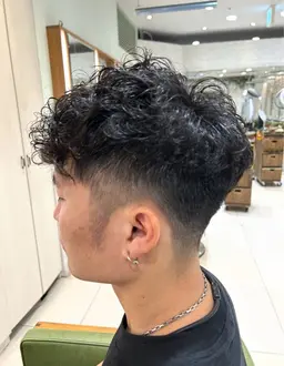 メンズカット＋クリームパーマ(スペインカール、ツイスト可)+シャンプー