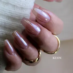 サテンネイル💫スキンカラー+ホワイトミラーパウダー【オフ込み】