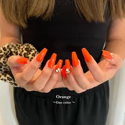 ジェルチップ長さだし＋ワンカラー　オフ有•無し