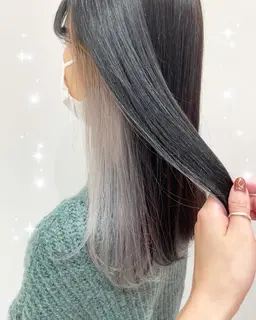 🤍🍒ブリーチなし表面とインナーカラー🍒前髪カット