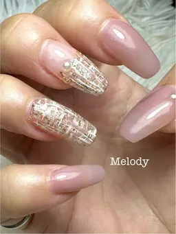 平日限定価格💍【初回・ハンド】11月キャンペーンネイル① (うる艶カラー×ツイード)オフィスネイルにおすすめ