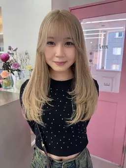 カット＋根元ブリーチリタッチ＋カラー＋トリートメント