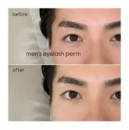 【眉毛+まつげ】メンズアイブロウWAX+間引き+メンズまつげパーマ上