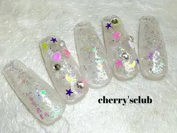 【スカルプ】チップ長さ出し＋シンプルデザイン