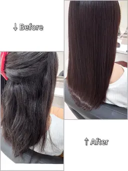 艶髪MAX!縮毛矯正+似合わせカット+ハホニコTR【栄養レベル☆☆☆】+アロマスパ付