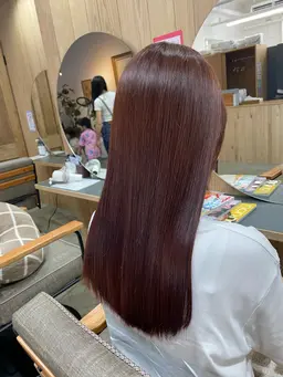 髪質改善トリートメント×暖色系カラー×前髪カット×コーティング