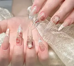 チップ長さ出し＋本格手描きアートネイル 🎨持ち込みデザイン（時間内シール、ストーン、パーツつけ放題）