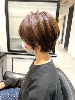 【小顔カット×美髪】丸みショートボブカット＋うる艶カラー