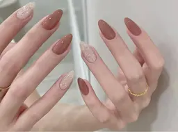 チップ長さ出し10本ワンカラ/ラメ