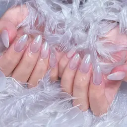 Hand💅🏻ちゅるんベースカラーxパールミラーネイル