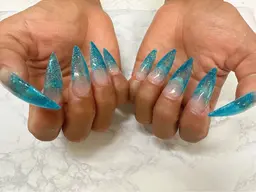 チップ長さ出し10本+ワンカラー/ラメグラ¥6000