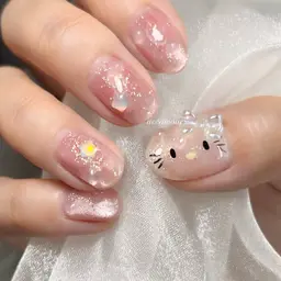 【クリア×オーロラ】大人可愛いキティちゃんネイル🎀