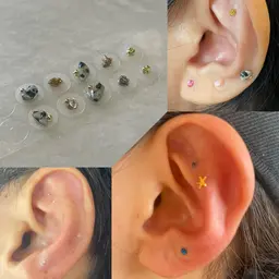 耳ツボジュエリー 10粒(両耳) 健康と美容に!耳リフレ付き チタン等選べるジュエリー 肩こり、リフトアップ、目の疲れ等