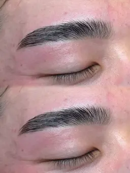 ハリウッドブロウリフト（眉毛パーマをかけた後に周りのいらない毛をワックスで取り除きます）