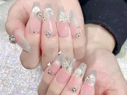 🎀チップ長さ出し🎀チークベース★ワンホンネイル【10個ストーンサービス】