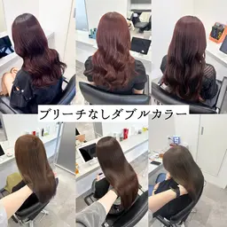カット＋ブリーチ無しダブルカラー＋4stepトリートメント