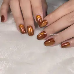 【秋ネイル🍁】ブラウンマグネット✨