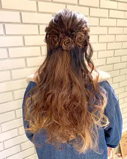 🌿フルールアレンジ❁¨̮髪でお花を作ってアレンジします