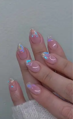 【ラメグラデーション】韓国っぽ透け感ネイル✨ソフトジェルオフ込み