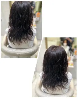 毛先に動きあるパーマ+カット