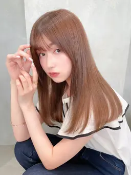 伸ばしてる方🌷🎀前髪カット＋艶カラー＋スチームトリートメント