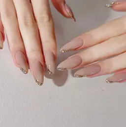 ガラス/ミラーフレンチ➕パーツ2個💖初回オフ無料💖¥6980