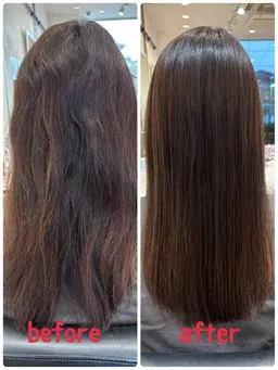 自然なサラサラストレート💋カット➕プレミアム酸性縮毛矯正